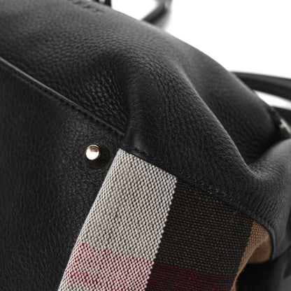 Burberry Grainy Calfskin House Check Small Maidstone Black 11 of 12