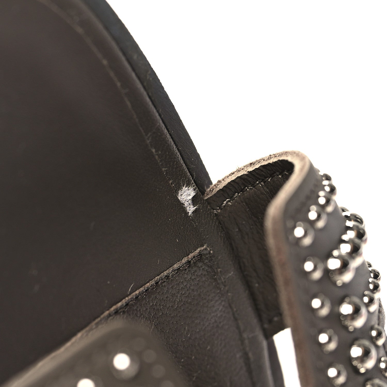 Hermes Calfskin Studded Oran Sandals 36.5 Gris Galet 9 of 10