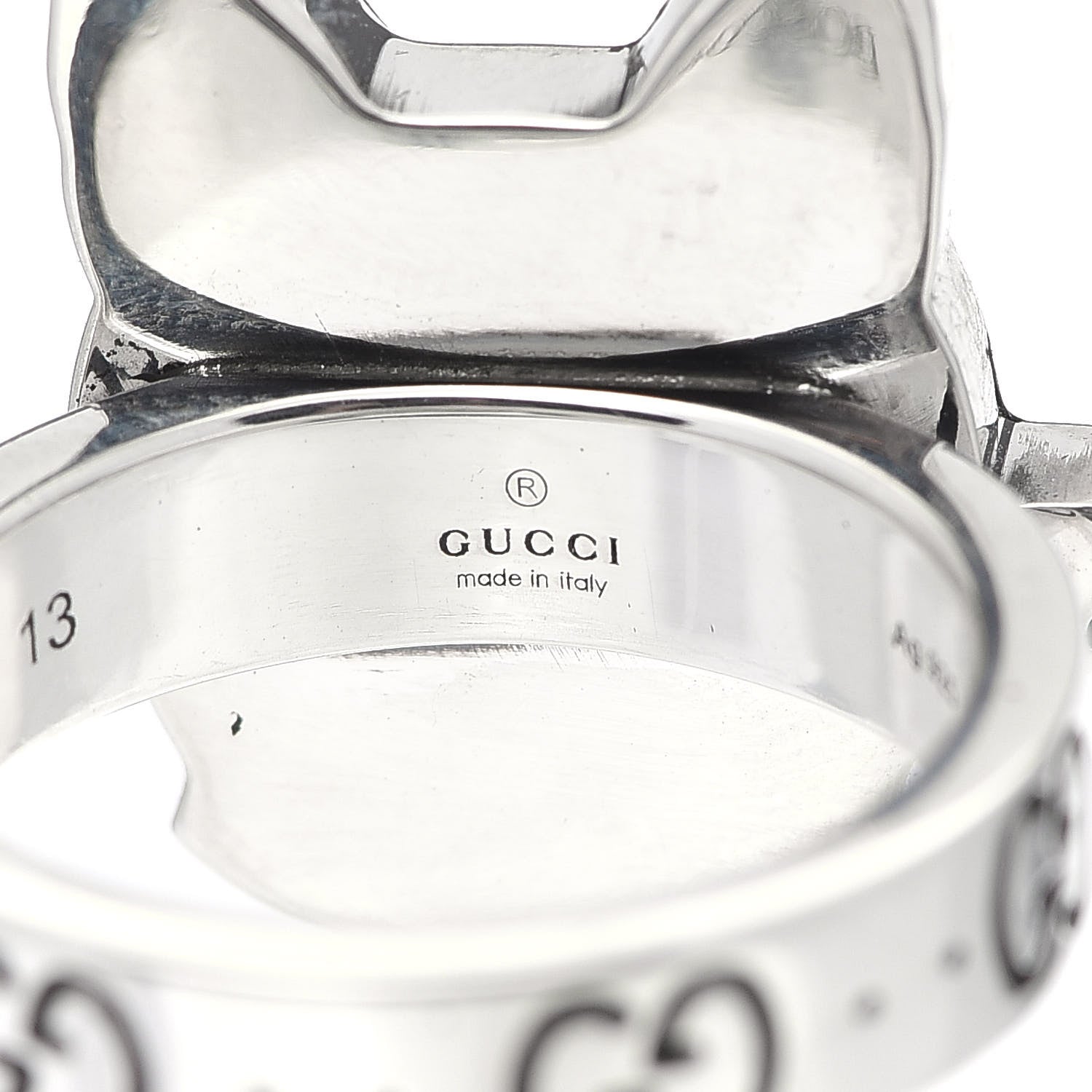 Gucci Sterling Silver Enamel Bosco Ring 53 6.25 4 of 6