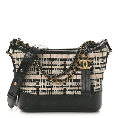 Chanel Tweed Calfskin Calfskin Small Gabrielle Hobo Black Light Beige 1 of 10