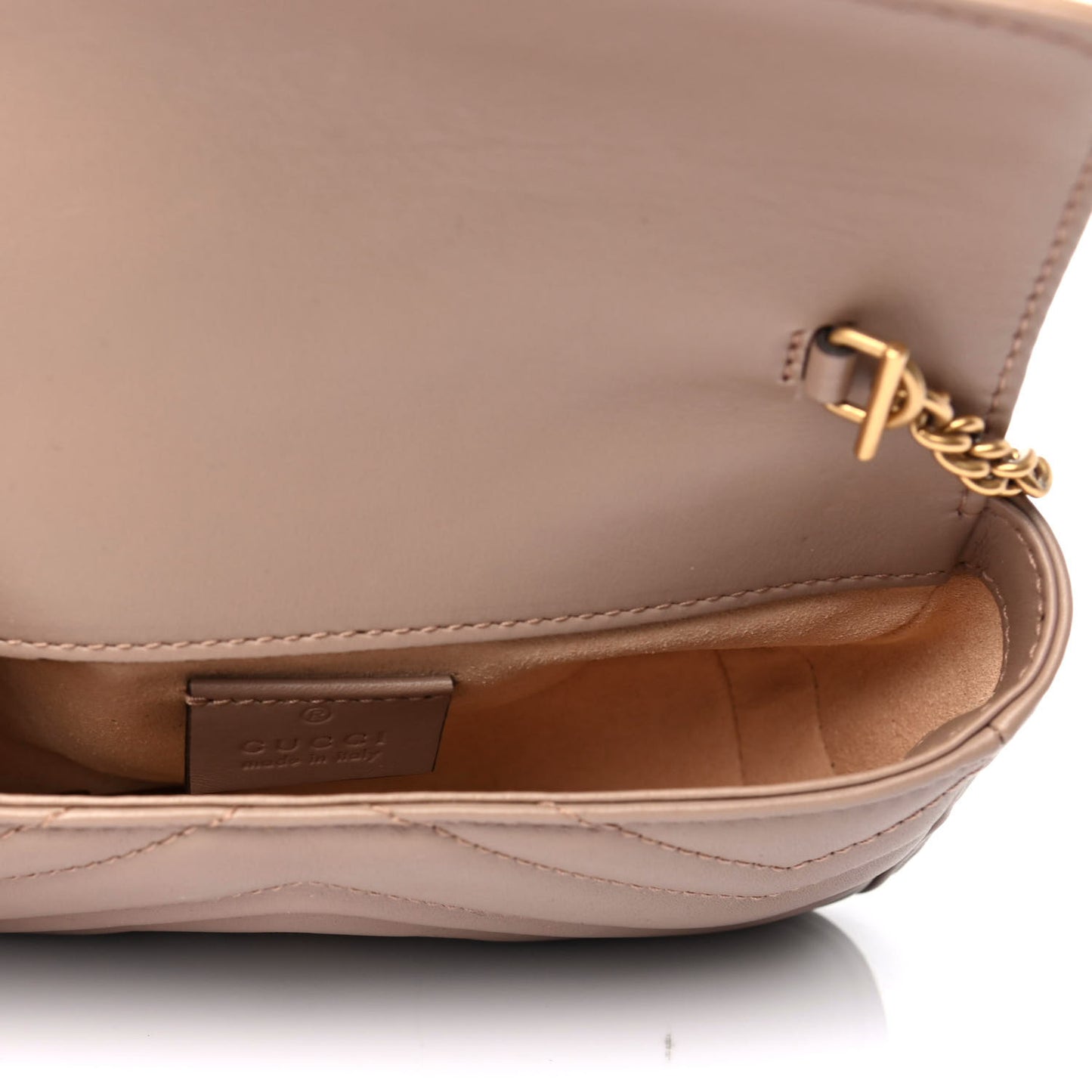 Calfskin Matelasse Super Mini GG Marmont Shoulder Bag Porcelain Rose