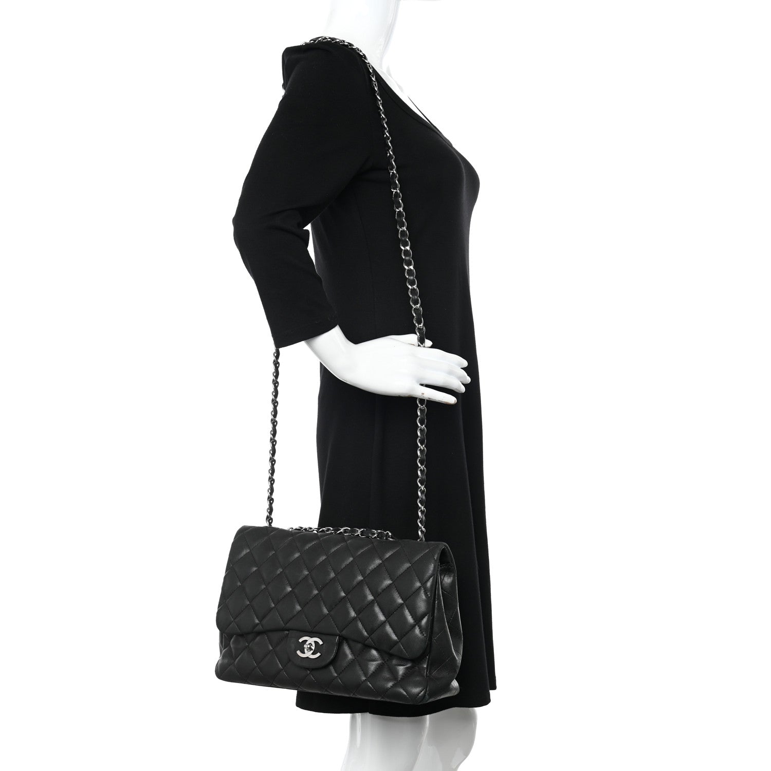 Chanel Lambskin Quilted Jumbo Single Flap Black 2 of 15