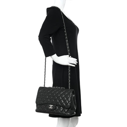 Chanel Lambskin Quilted Jumbo Single Flap Black 2 of 15