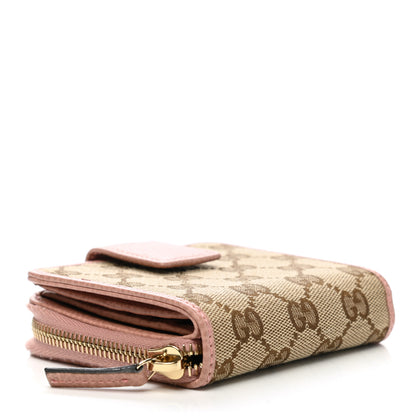 Gucci Monogram Dollar Calfskin Zip Around French Flap Wallet Beige Ebony Soft Pink 4 of 11