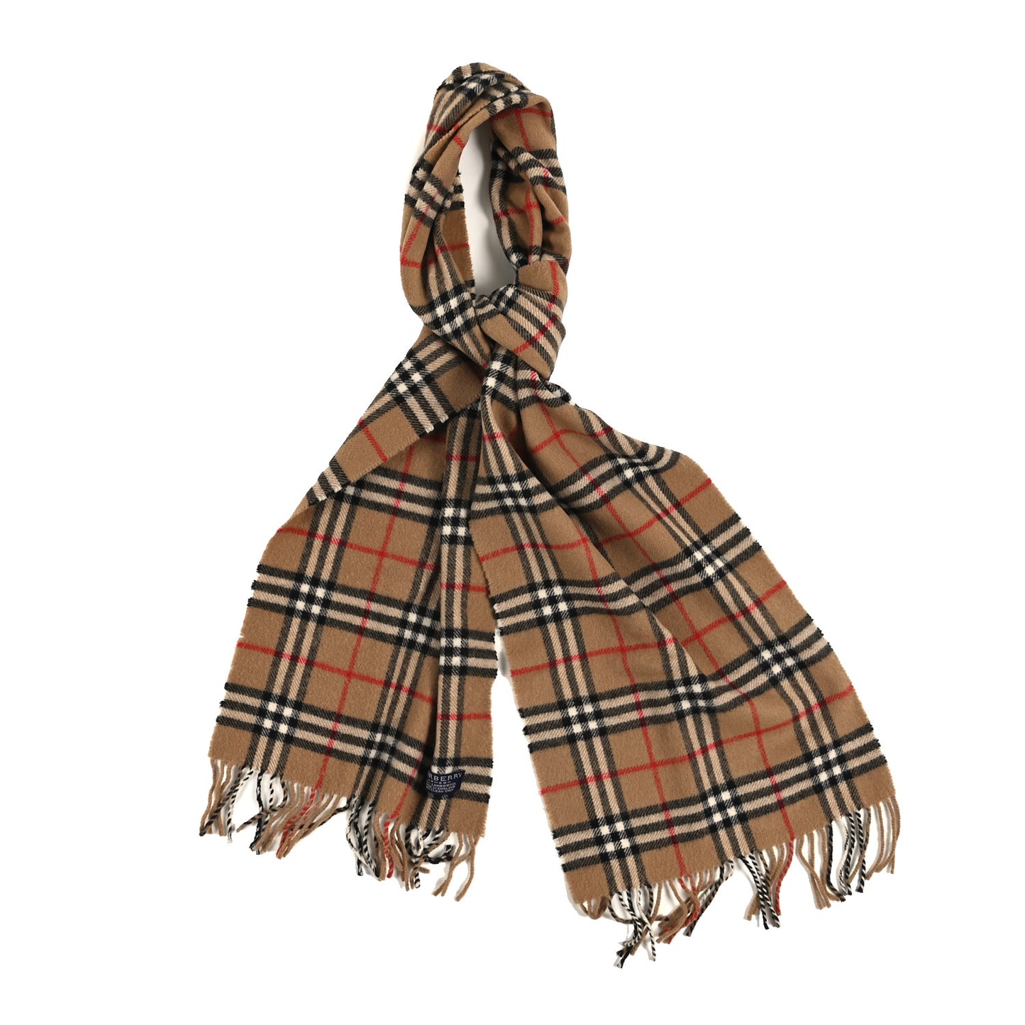 Lambswool Check Fringe Scarf Camel