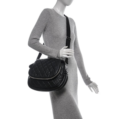 Chanel Aged Calfskin Quilted Expandable Messenger Black 2 of 8