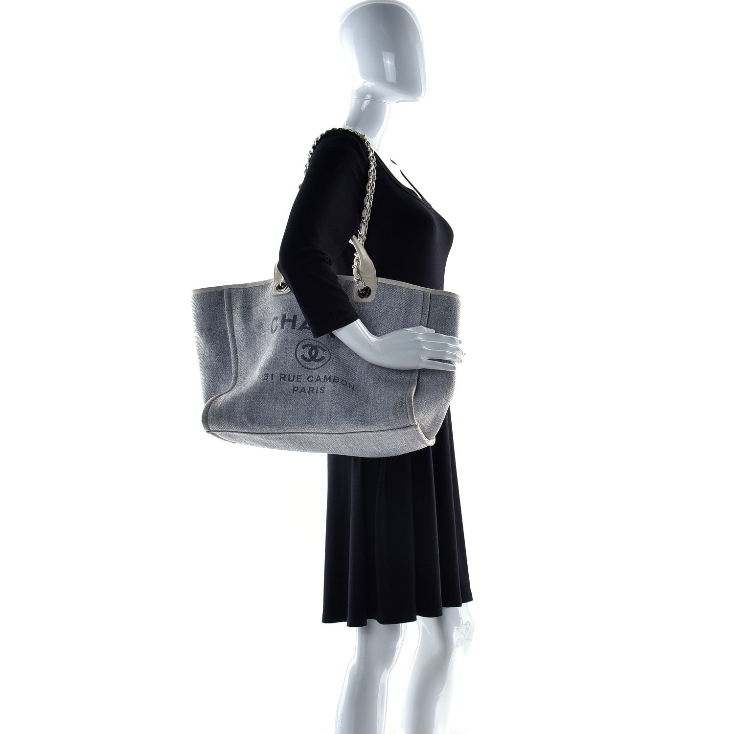 Chanel Canvas Medium Deauville Tote Light Blue 3 of 19