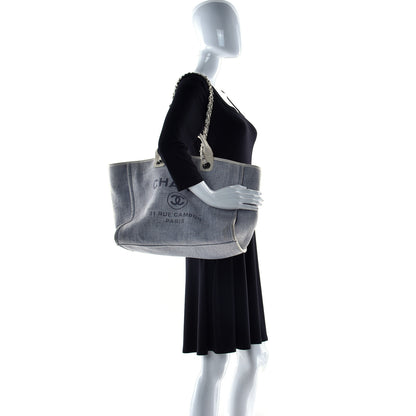Chanel Canvas Medium Deauville Tote Light Blue 3 of 19
