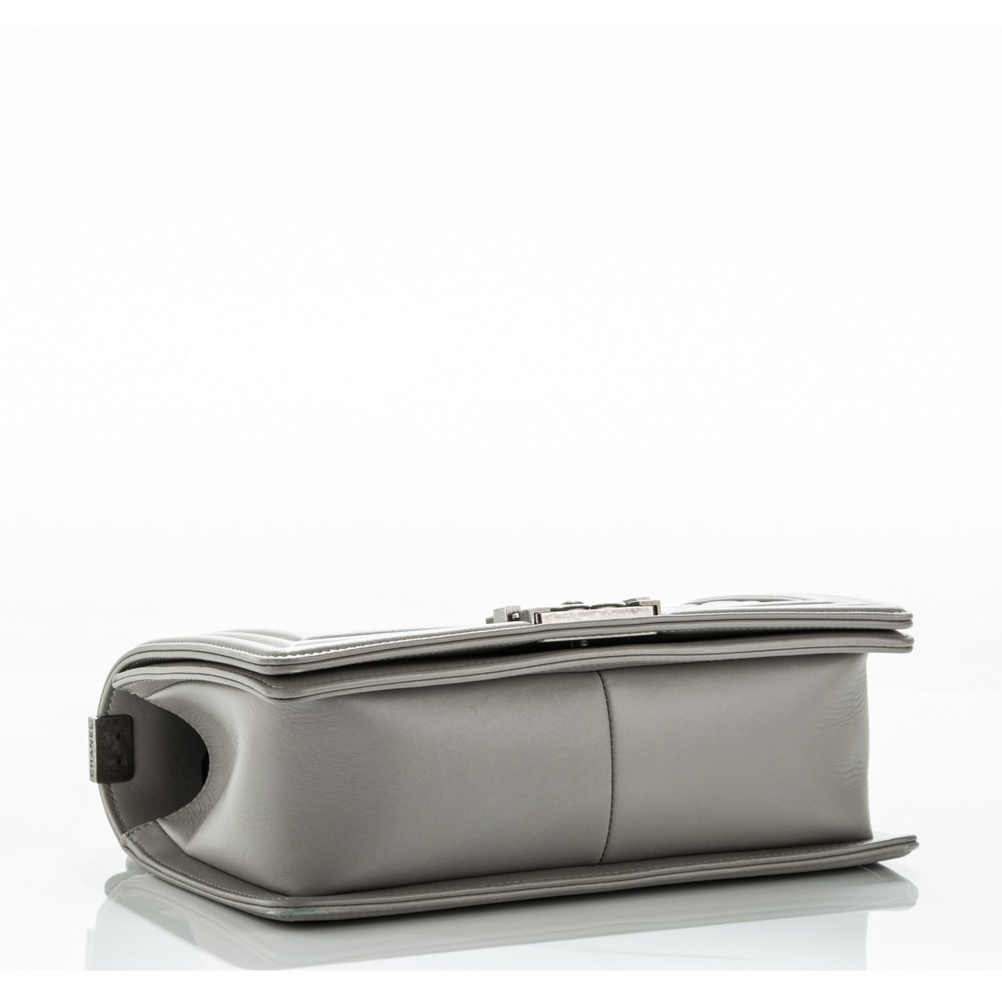 Calfskin Quilted Medium Boy Flap Grey