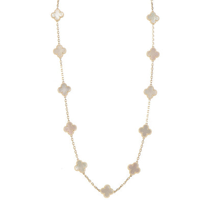 Van Cleef & Arpels 18K Yellow Gold Mother of Pearl 20 Motifs Vintage Alhambra Necklace 1 of 4