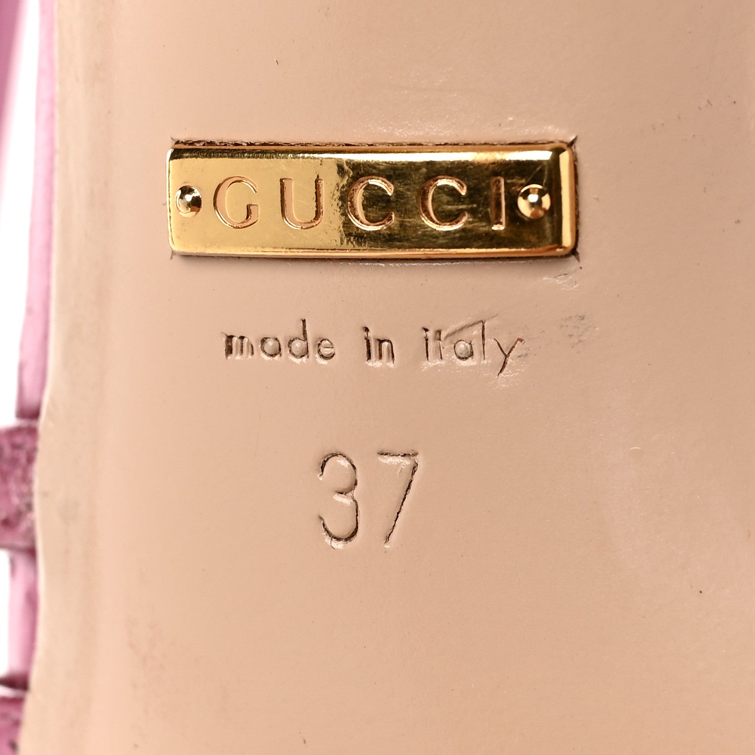 Gucci Metallic Nappa Ophelia High Heel Sandals 37 Rosa 6 of 8