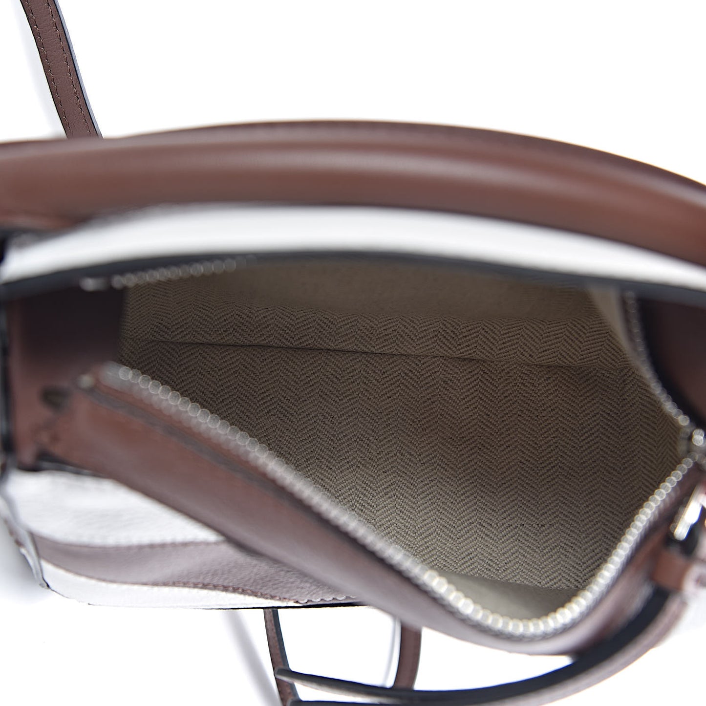Calfskin Rugby Mini Puzzle Bag Brunette Soft White