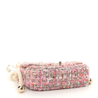 Chanel Tweed Mini Pearl Handle Flap Pink Beige Orange Ecru 4 of 11