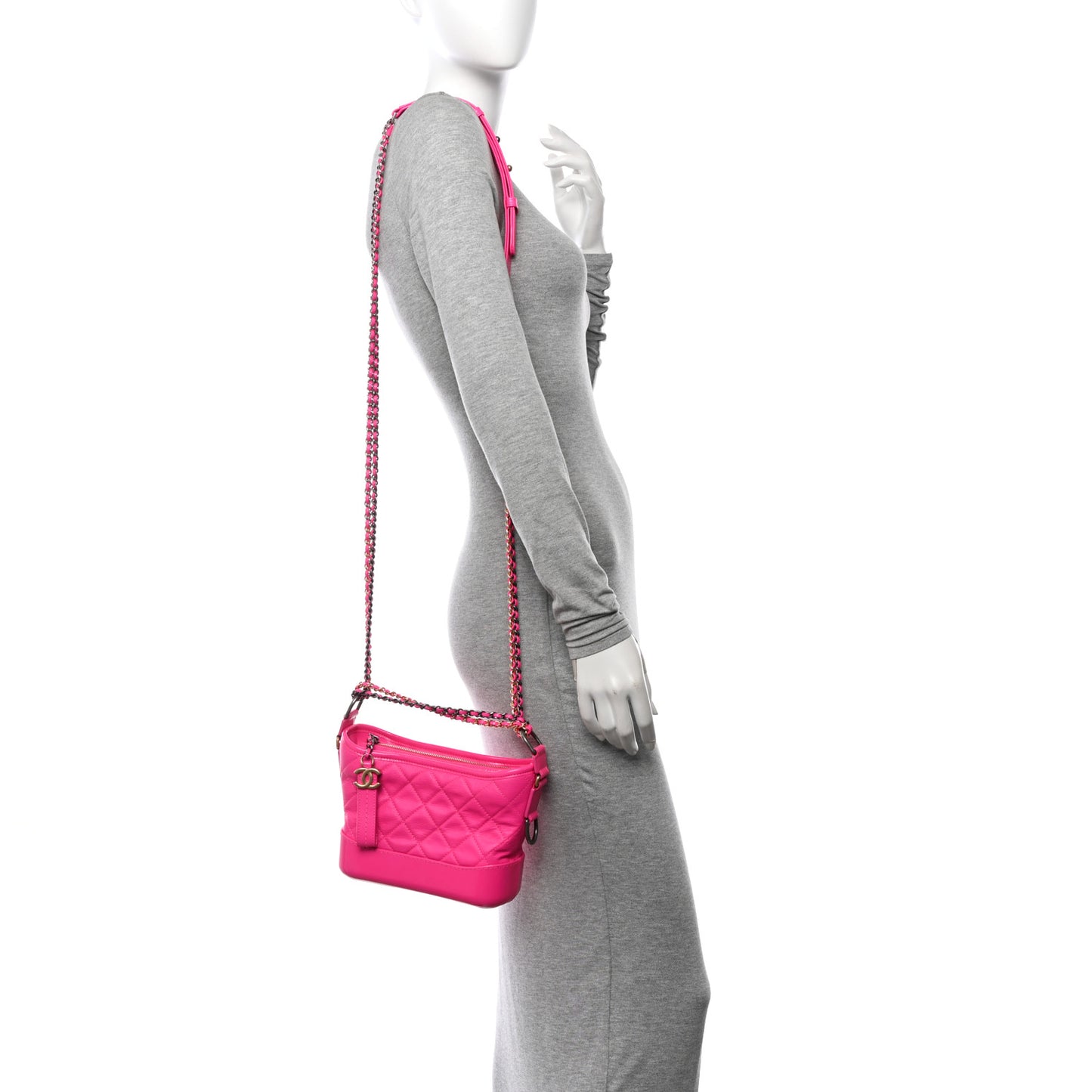Goatskin Quilted Small Gabrielle Hobo Pink