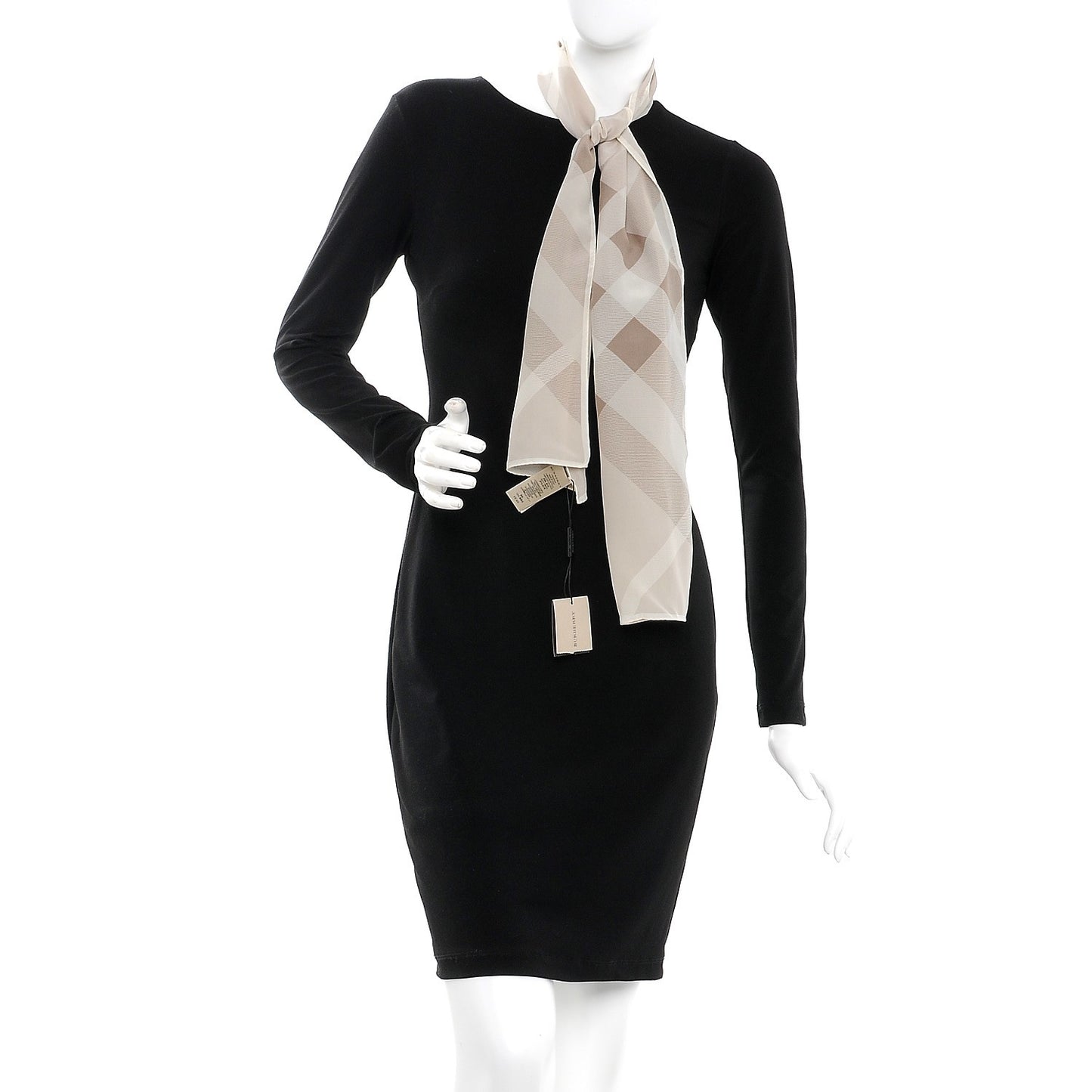 Silk Giant Check Scarf Pale Stone