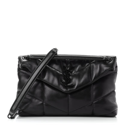 Saint Laurent Lambskin Quilted Small Loulou Puffer Monogram Chain Satchel Black 1 of 7