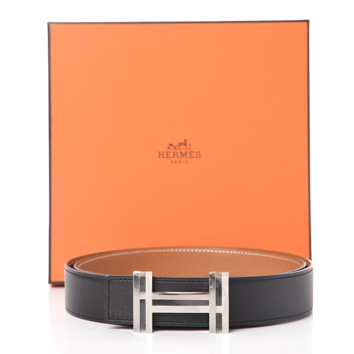 Hermes Swift Epsom 32mm Au Carre H Belt 95 Black Gold 8 of 8