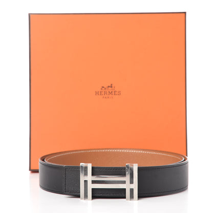 Hermes Swift Epsom 32mm Au Carre H Belt 95 Black Gold 8 of 8