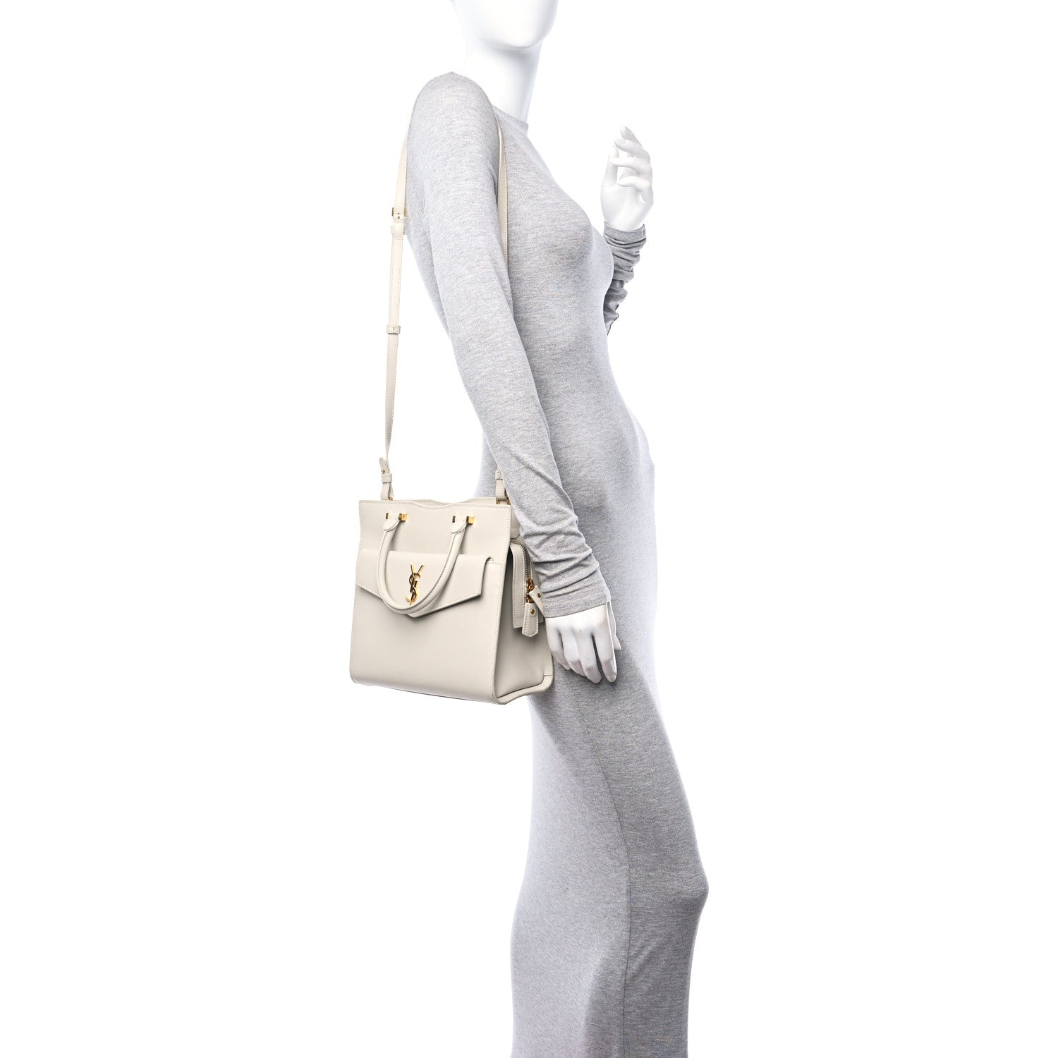 Saint Laurent Grain De Poudre Small Uptown Tote Crema Soft 2 of 16