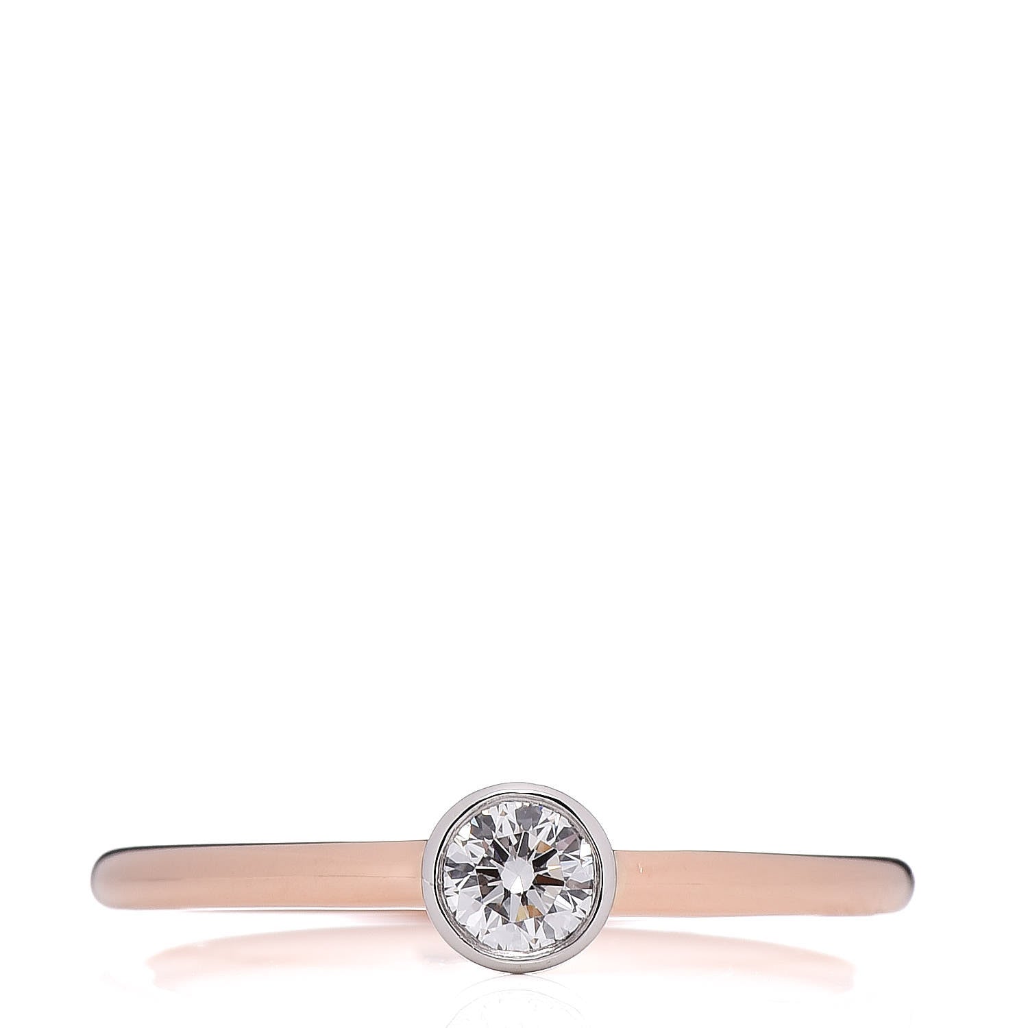 Tiffany 18K Rose Gold Platinum Diamond .16ct Bezet Ring 49 5 1 of 6