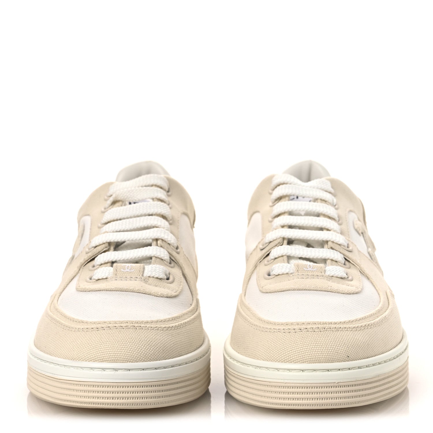 Chanel Cotton Sneakers 40 Light Beige White 3 of 11