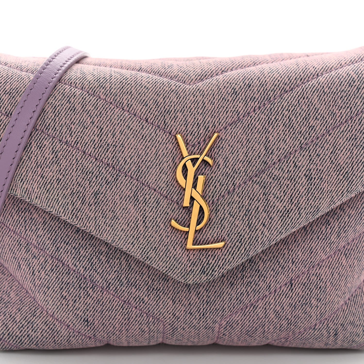 Saint Laurent Denim Y Quilted Monogram Toy Loulou Crossbody Bag Bleached Lilac 8 of 10