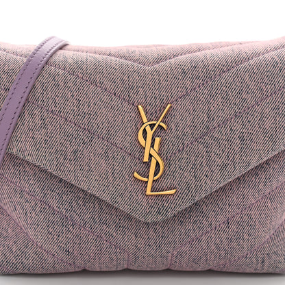 Saint Laurent Denim Y Quilted Monogram Toy Loulou Crossbody Bag Bleached Lilac 8 of 10