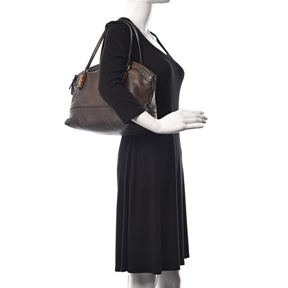 Gucci Calfskin Laidback Crafty Dome Satchel Dark Brown 2 of 14