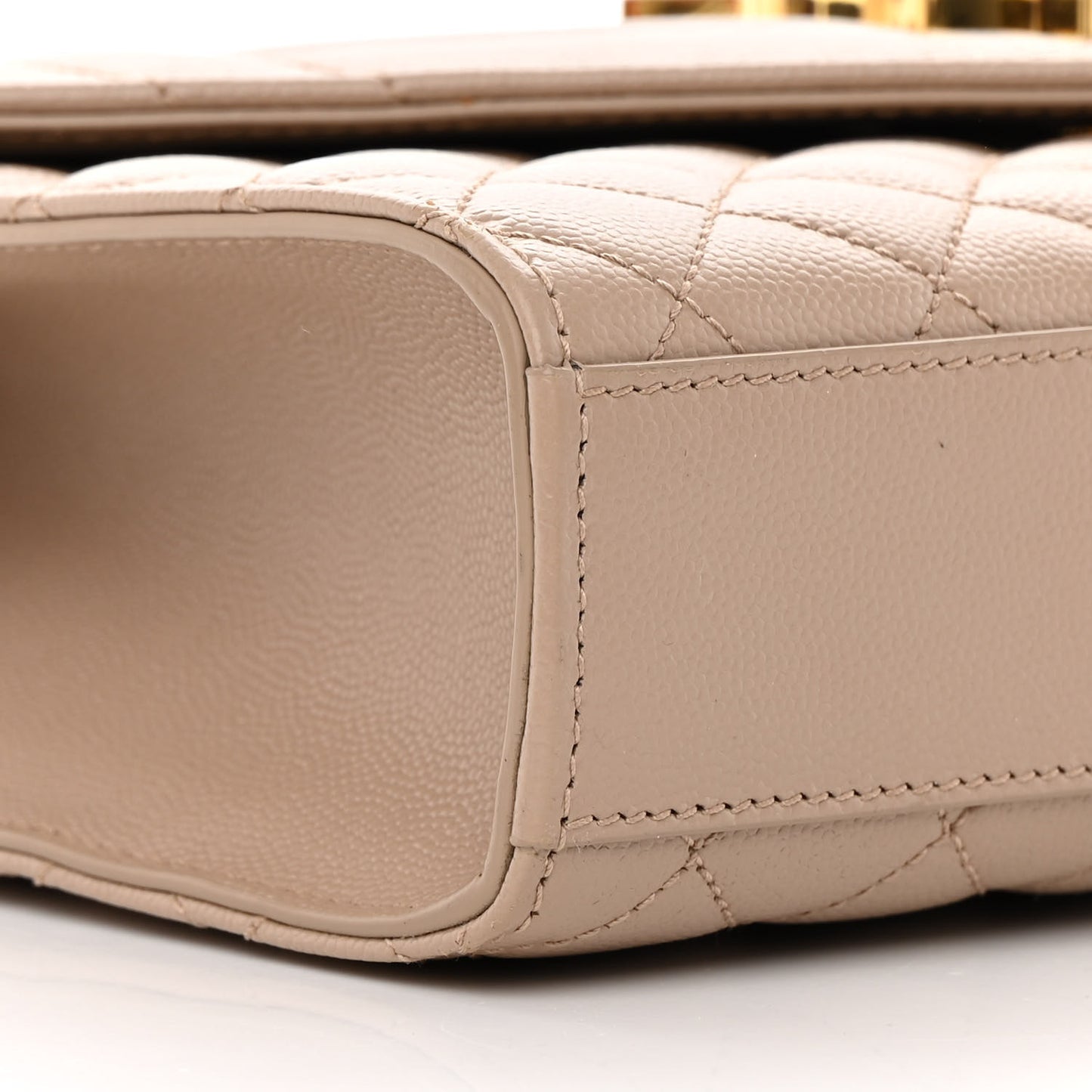 Grain De Poudre Textured Mixed Matelasse Medium Triquilt Monogram Satchel Dark Beige