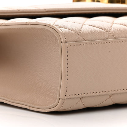 Saint Laurent Grain De Poudre Textured Mixed Matelasse Medium Triquilt Monogram Satchel Dark Beige 8 of 14