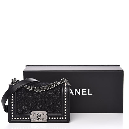 Chanel Calfskin Pearl Tweed Small Boy Flap Black 12 of 12