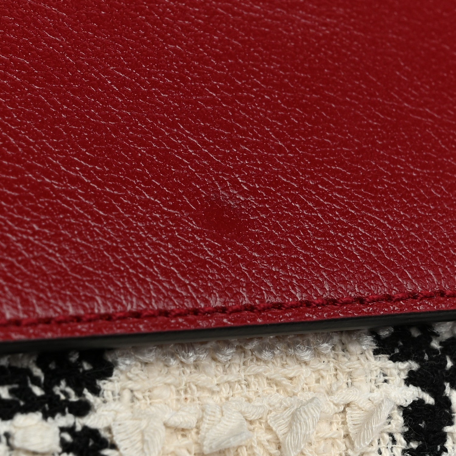 Gucci Tweed GG Monogram Small Dionysus Shoulder Bag White Black Romantic Cherry 11 of 12