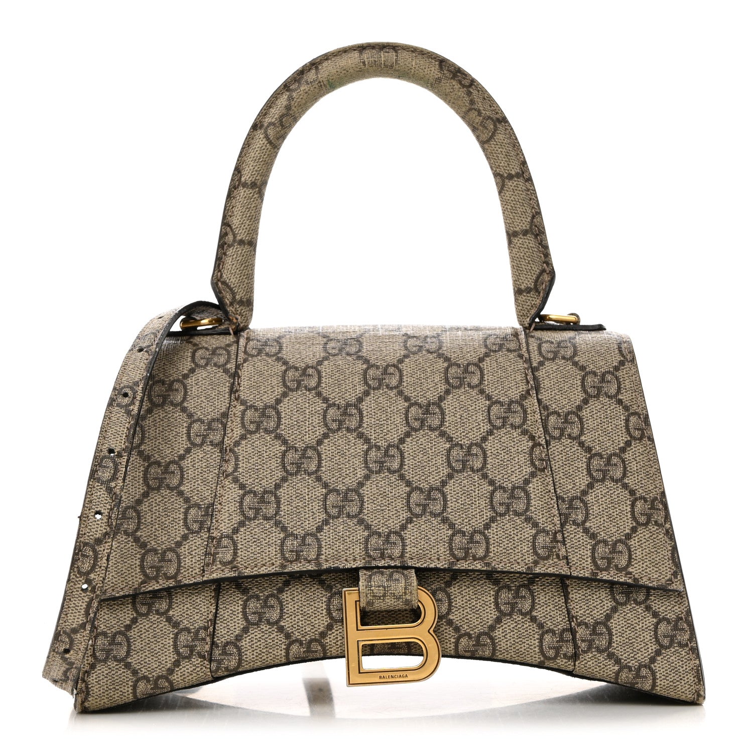 Balenciaga X GUCCI GG Supreme Monogram Small Hourglass Top Handle Bag Beige Ebony 1 of 11