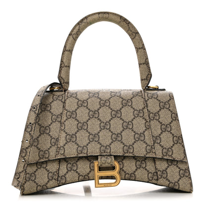Balenciaga X GUCCI GG Supreme Monogram Small Hourglass Top Handle Bag Beige Ebony 1 of 11