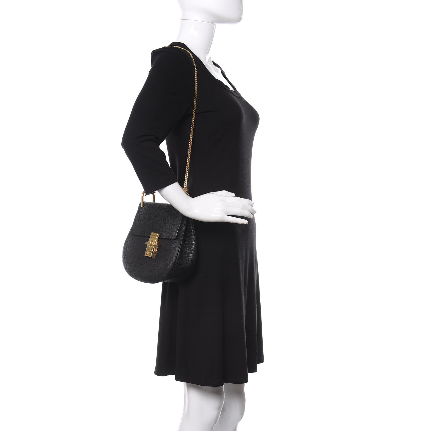 Chloe Grained Lambskin Drew Shoulder Bag Black 2 of 9