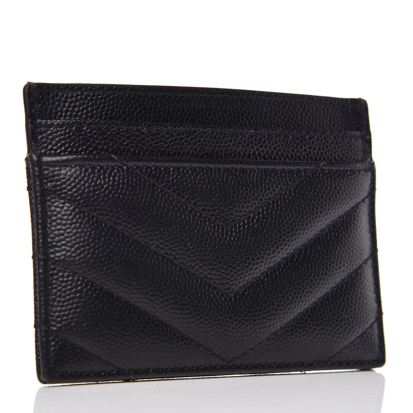 Grain De Poudre Matelasse Chevron Monogram Credit Card Case Black