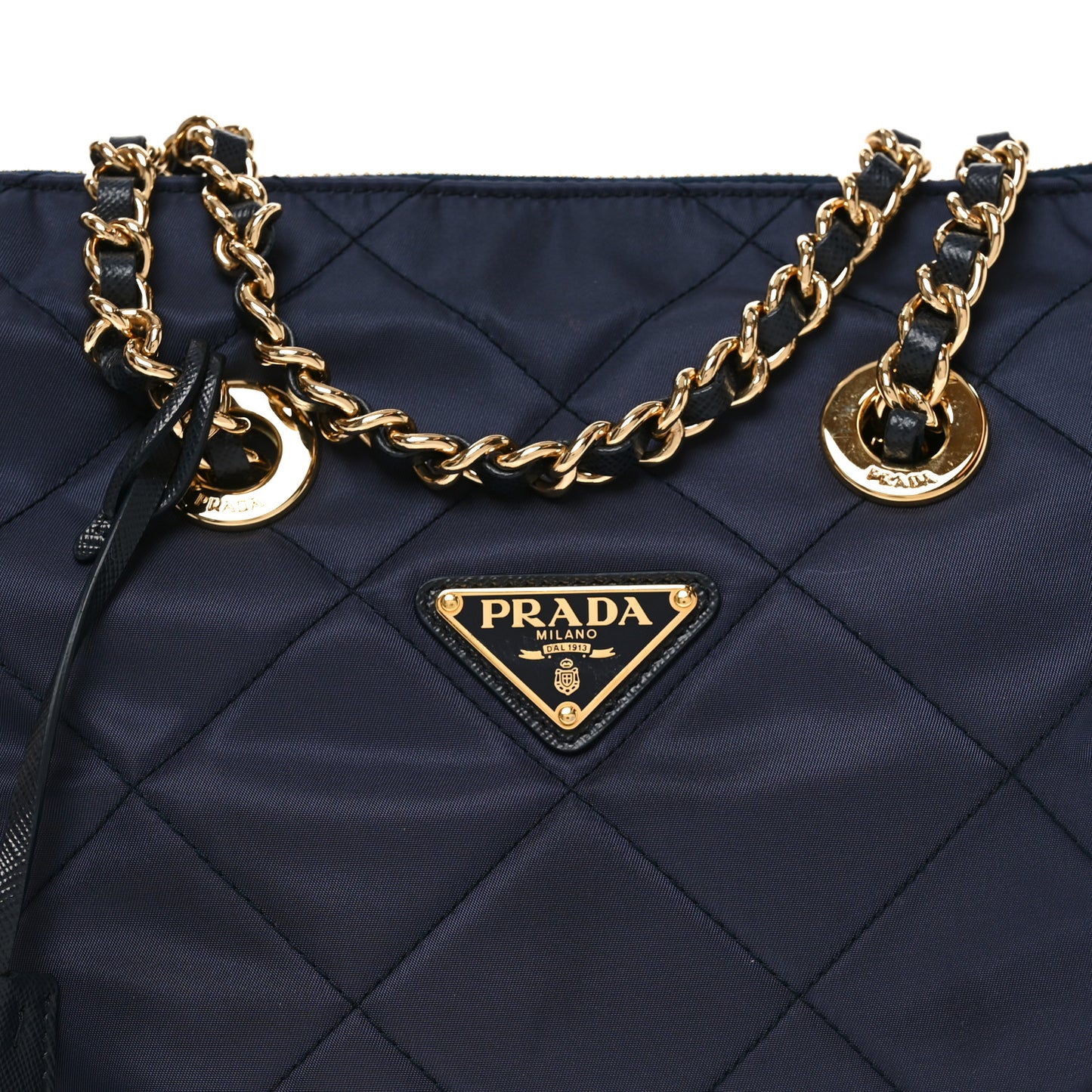 Re-Nylon Saffiano Stitched Re-Edition 1995 Chaine Shoulder Bag Navy