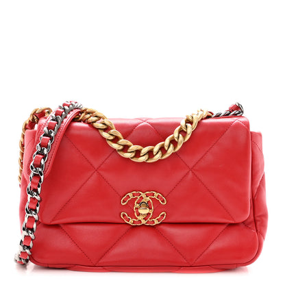 Chanel Lambskin Quilted Medium Chanel 19 Flap Red 1 of 10