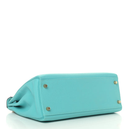 Hermes Togo Kelly Retourne 32 Bleu Atoll 4 of 11