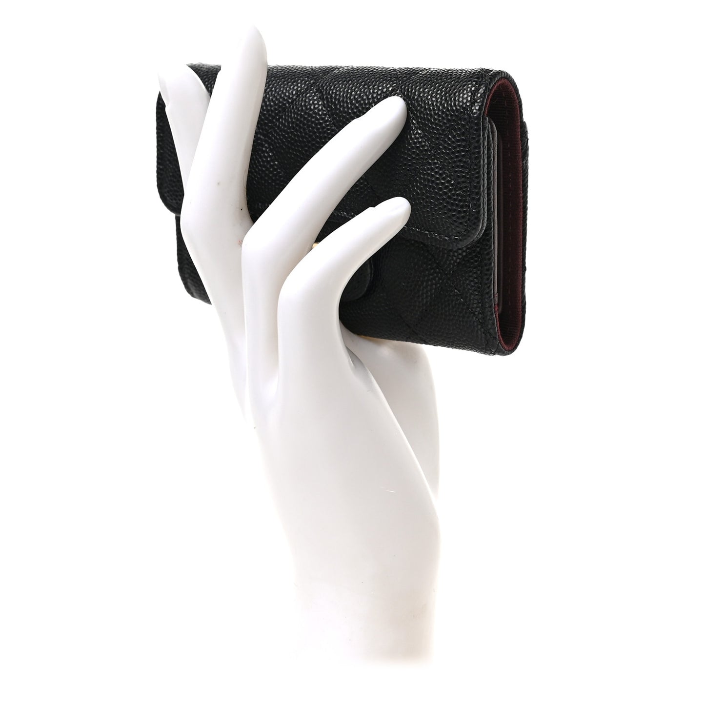 Caviar Quilted Classic 4 Key Holder Wallet Black