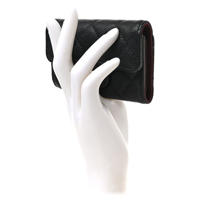 Chanel Caviar Quilted Classic 4 Key Holder Wallet Black 2 of 7