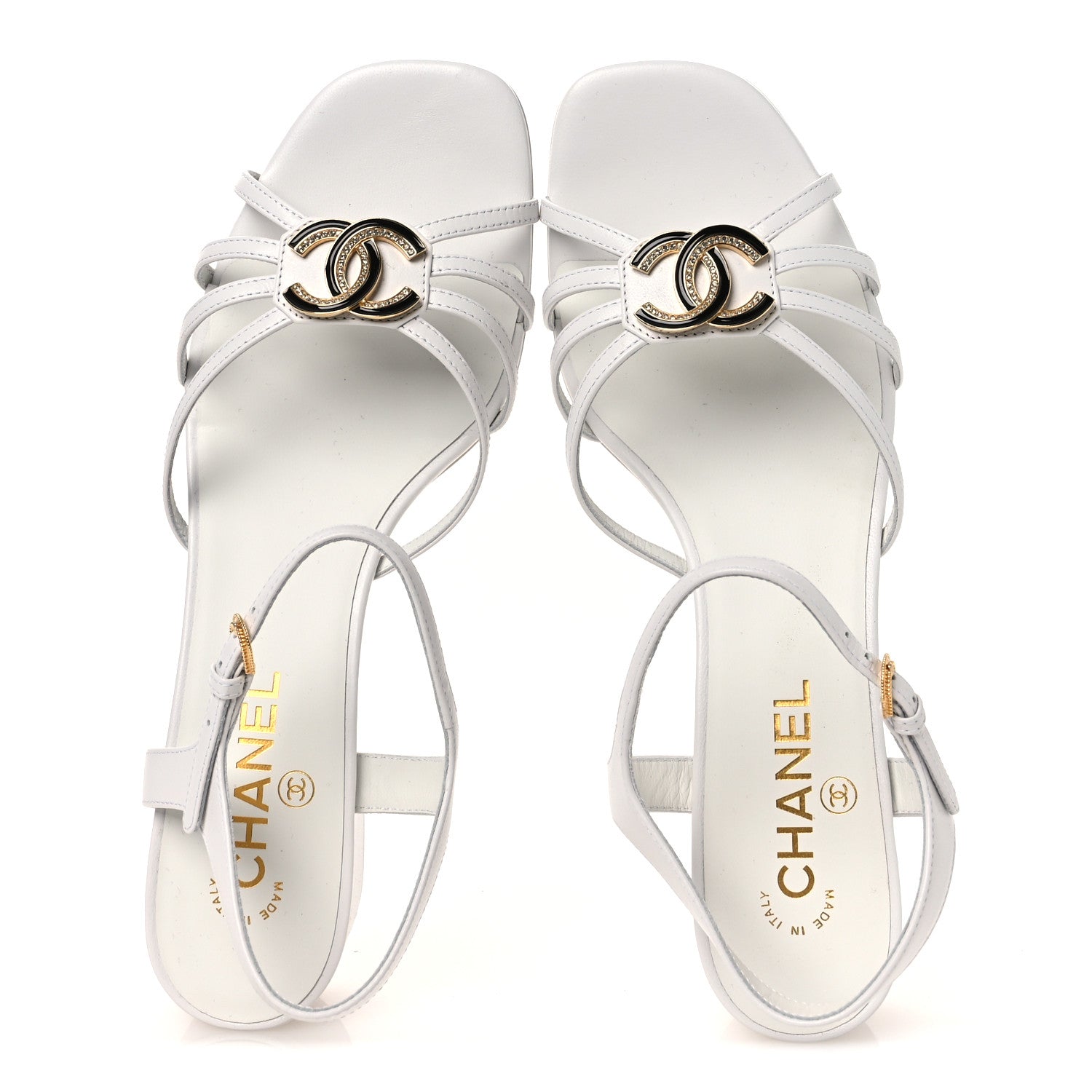 Chanel Lambskin Crystal CC Sandals 40 White 1871023 – FASHIONPHILE