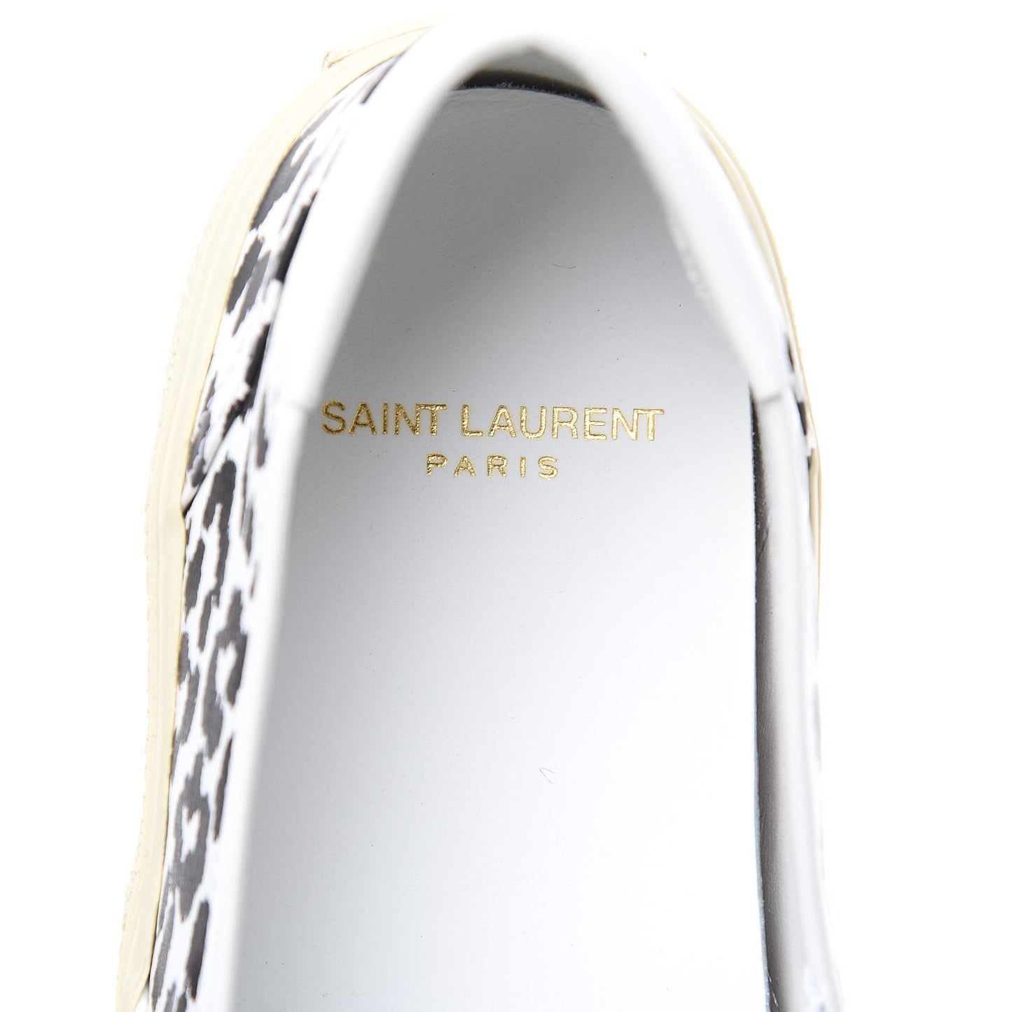 Soft Calfskin Babycat Leopard Womens Skate Slip On Sneakers 38.5 Black White