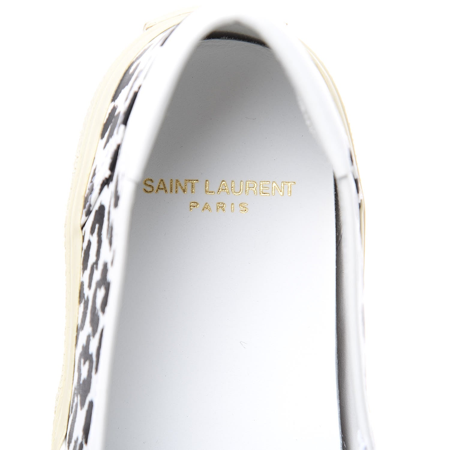 Saint Laurent Soft Calfskin Babycat Leopard Womens Skate Slip On Sneakers 38.5 Black White 7 of 9