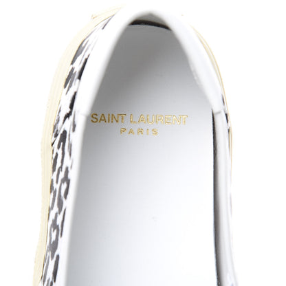 Saint Laurent Soft Calfskin Babycat Leopard Womens Skate Slip On Sneakers 38.5 Black White 7 of 9