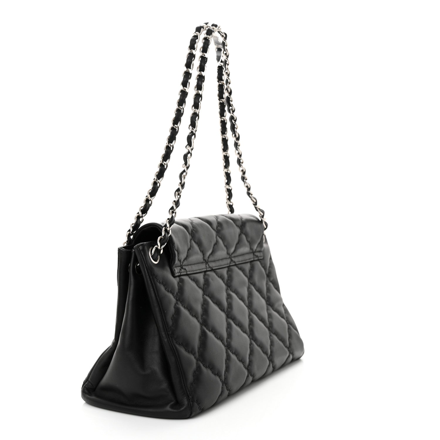 Chanel Calfskin Double Stitch Large Hamptons Flap Bag Black 3 of 10
