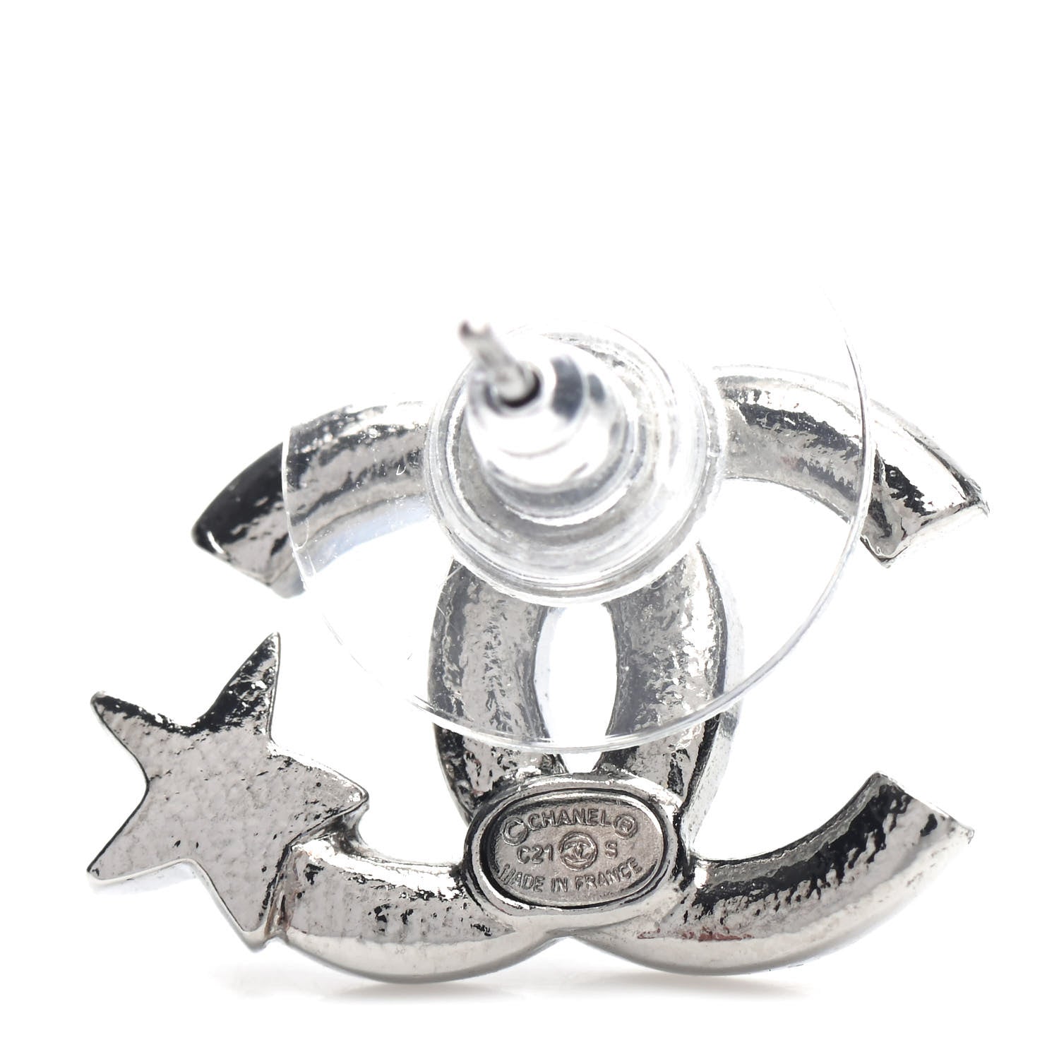 Chanel Crystal CC Starfall Earrings Silver 4 of 4