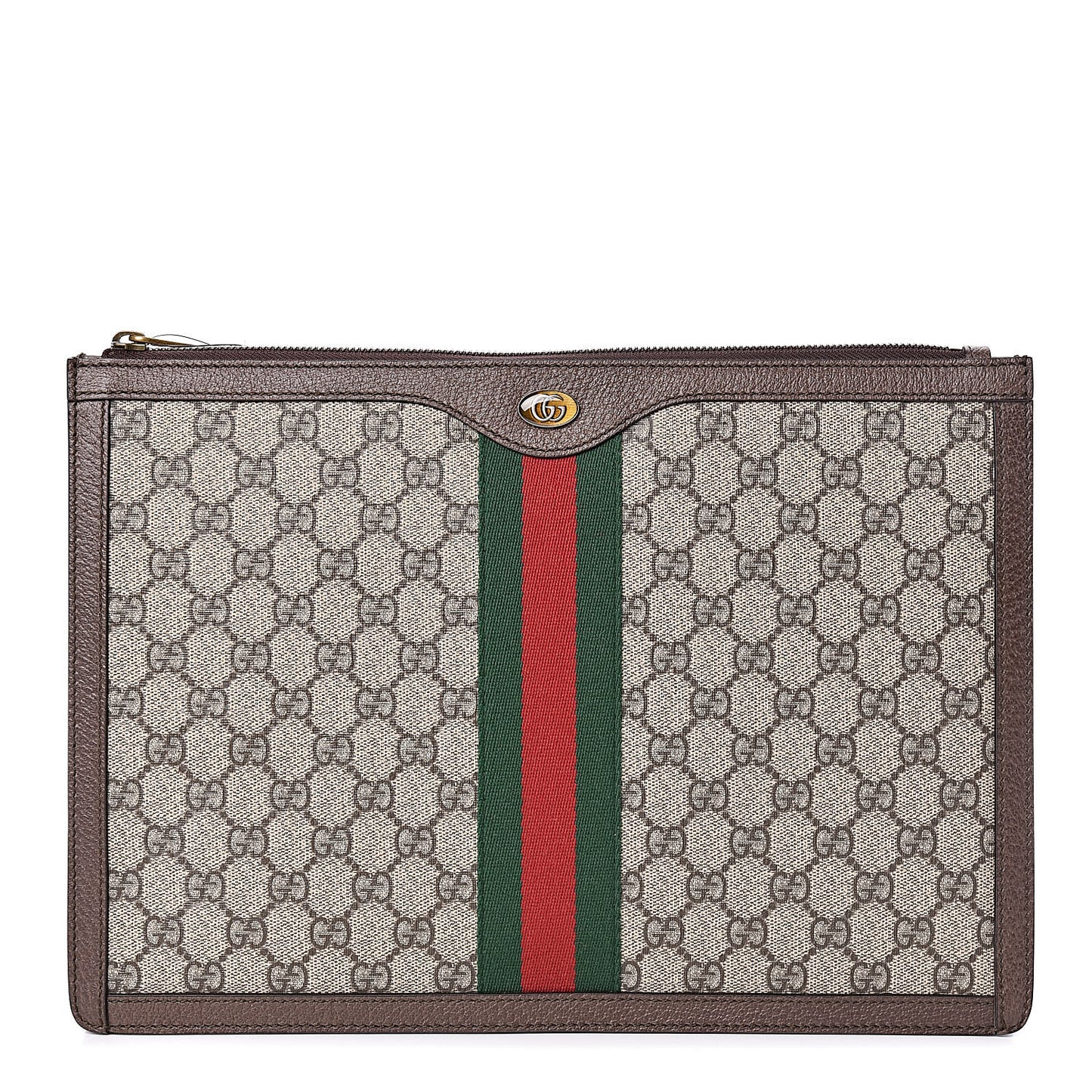 GG Supreme Monogram Web Ophidia Portfolio Pouch Beige New Acero