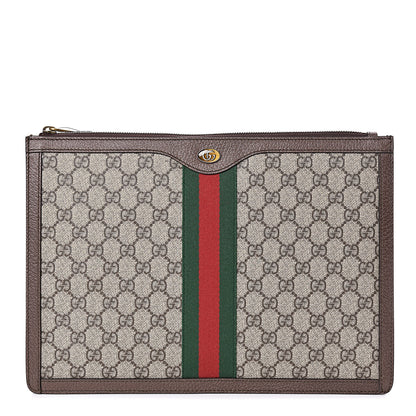 Gucci GG Supreme Monogram Web Ophidia Portfolio Pouch Beige New Acero 1 of 7