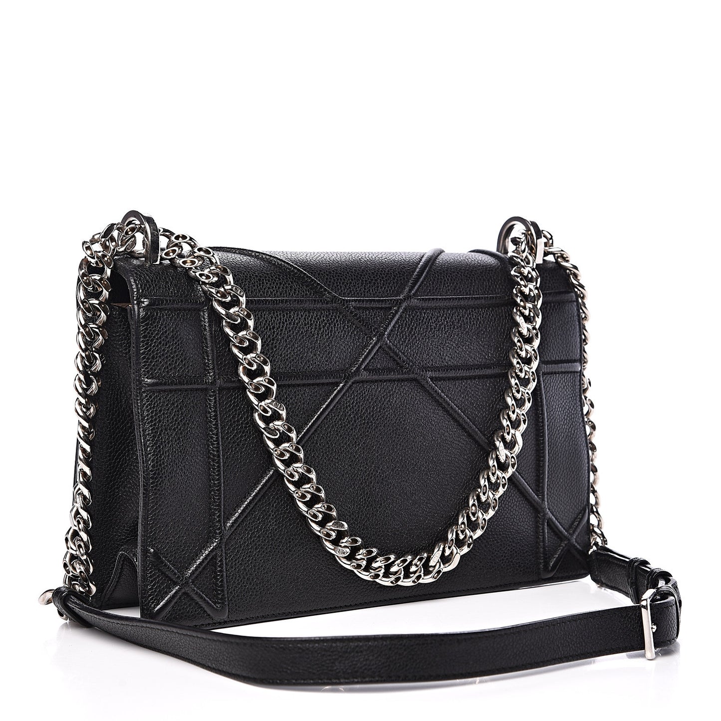 Grained Calfskin Medium Diorama Flap Bag Black
